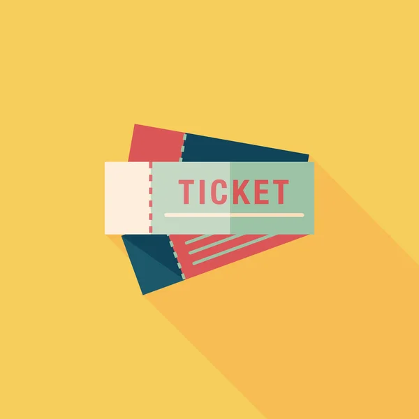 Ticket icono plano con sombra larga — Archivo Imágenes Vectoriales