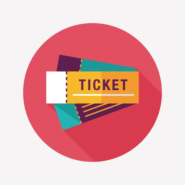 Ticket platte pictogram met lange schaduw — Stockvector