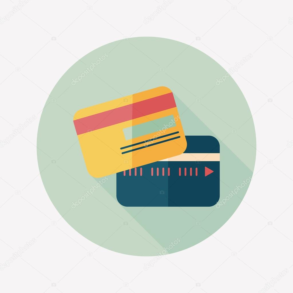 credit card flat icon with long shadow