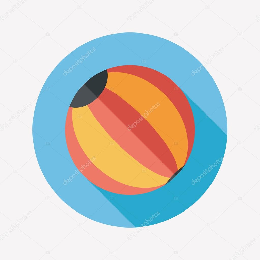Beach ball flat icon with long shadow