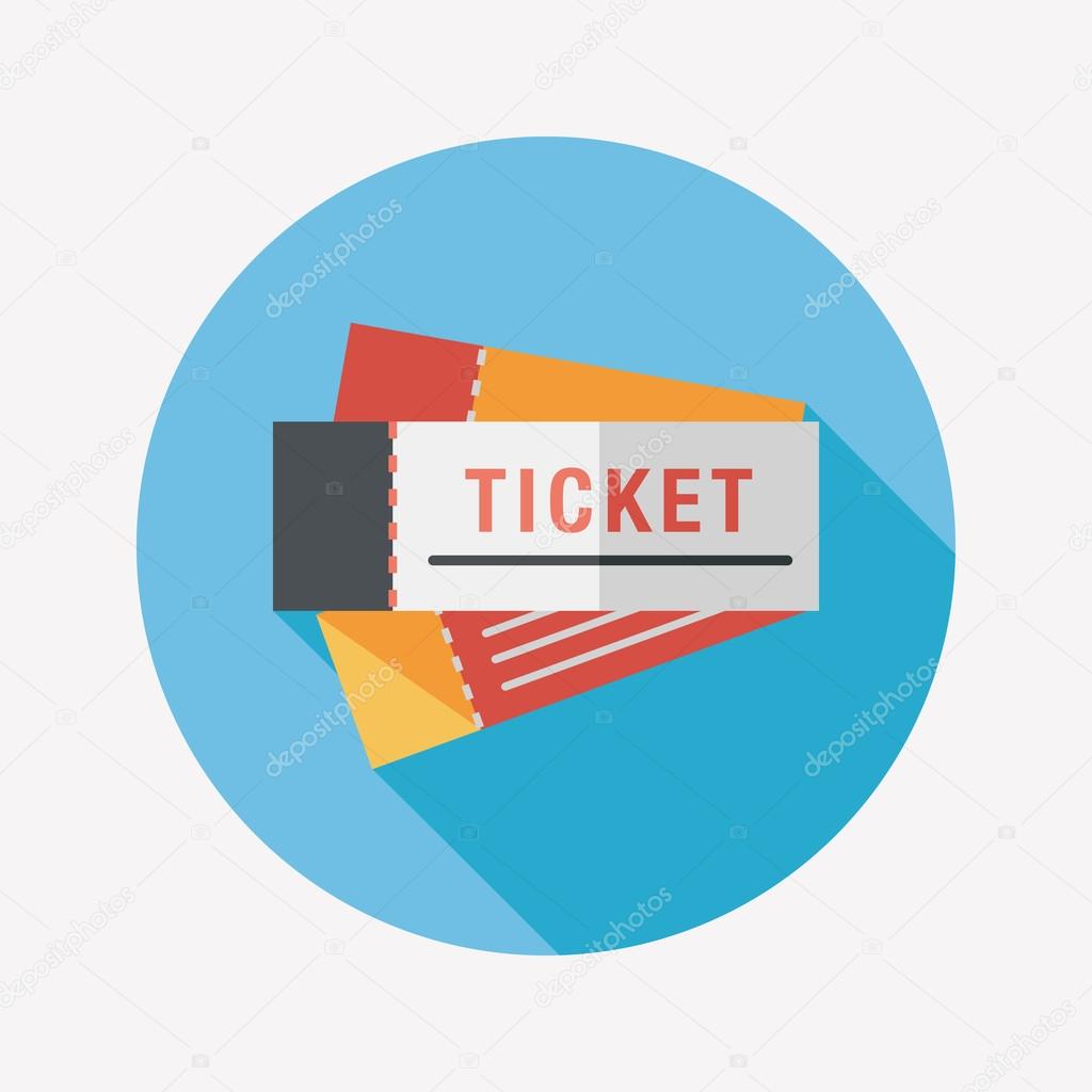 Ticket flat icon with long shadow