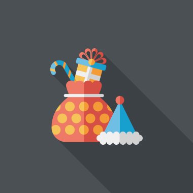 Noel hediye düz simgesi ile uzun gölge, eps10