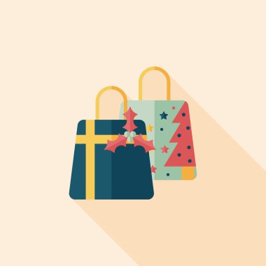 Noel hediye düz simgesi ile uzun gölge, eps10