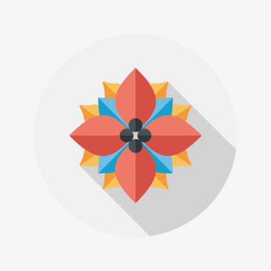 Atatürk çiçeği uzun gölge, eps10 düz simgesi