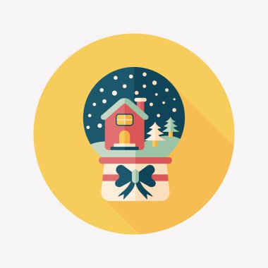 Snow globe ve hediyeler uzun gölge, eps 10 düz simgesi