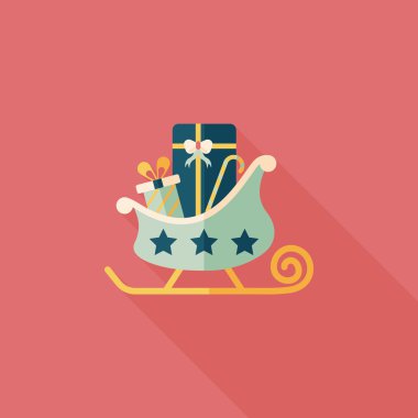 Uzun Gölge, eps10 ile Noel kızak hediye düz simgesi