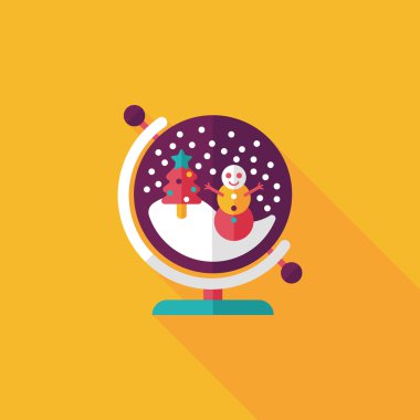 Snow globe ve hediyeler uzun gölge, eps 10 düz simgesi