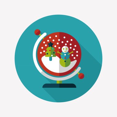 Snow globe ve hediyeler uzun gölge, eps 10 düz simgesi