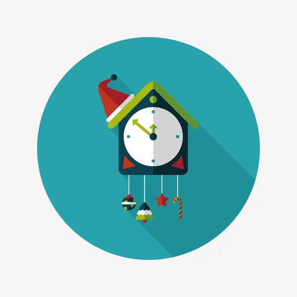 Cuckoo clock flat icon with long shadow, eps10 — стоковый вектор