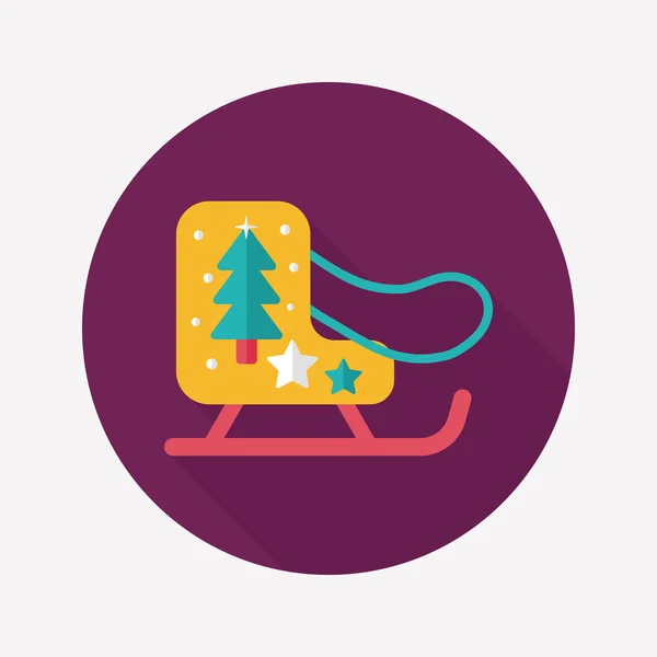 Christmas sleigh flat icon with long shadow,eps10 — Stock Vector
