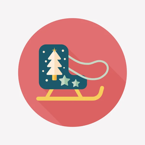 Christmas sleigh flat icon with long shadow,eps10 — Stock Vector