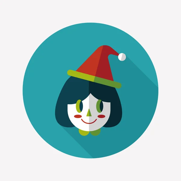 Christmas girl flat icon with long shadow, eps10 — стоковый вектор