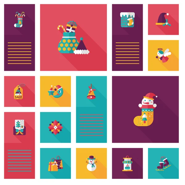 Merry Christmas flat icon with long shadow, eps10 — стоковый вектор