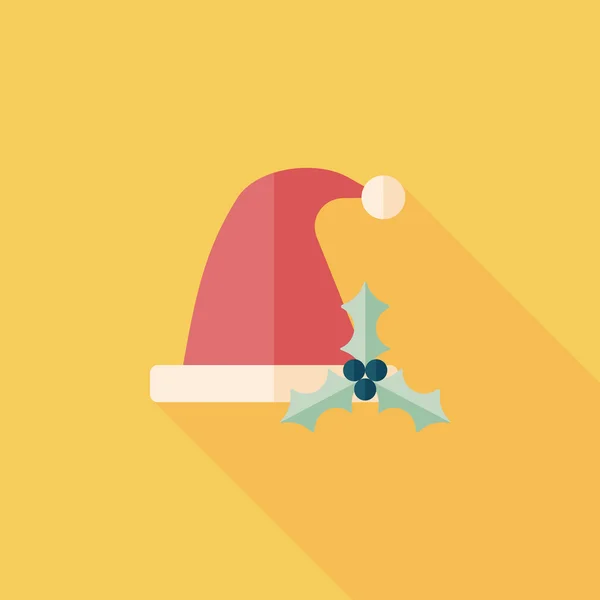 Christmas hat flat icon with long shadow, eps10 — стоковый вектор