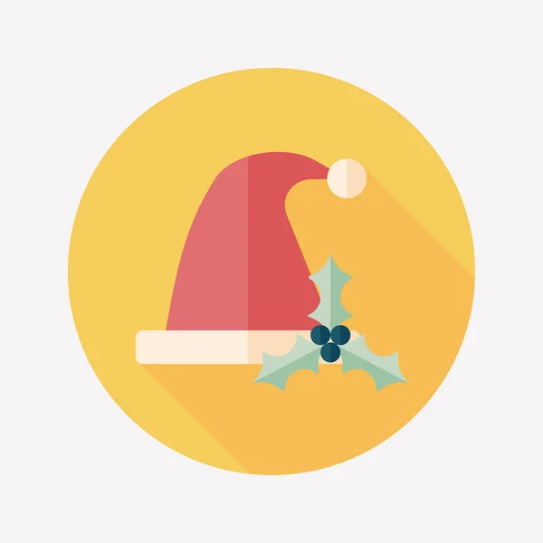 Christmas hat flat icon with long shadow, eps10 — стоковый вектор