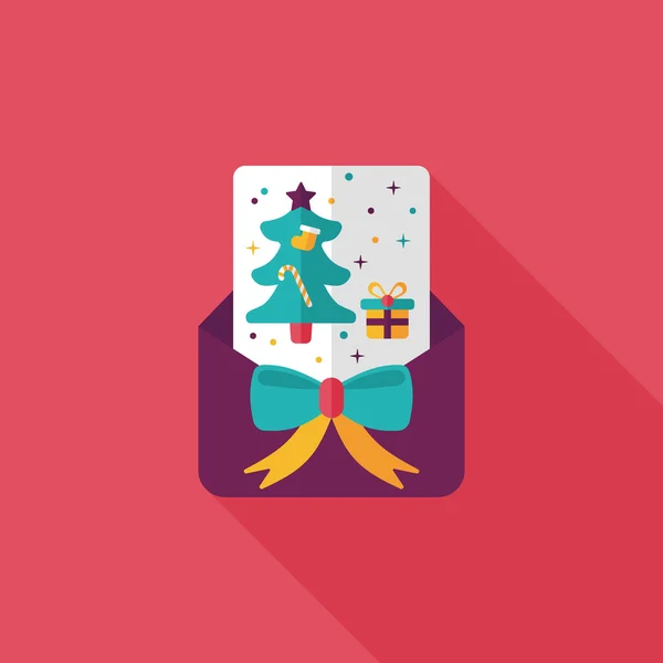 クリスマス カードの長い影、eps10 とフラット アイコン — ストックベクタ