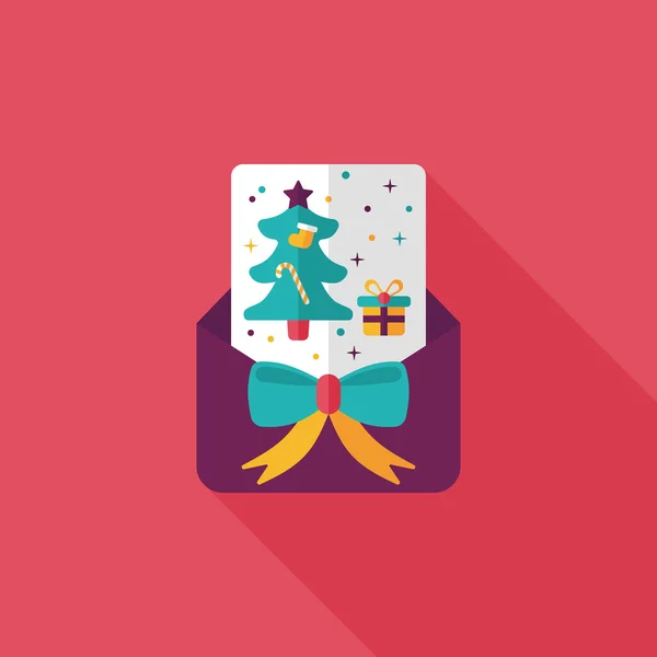 Kerstkaart platte pictogram met lange schaduw, eps10 — Stockvector