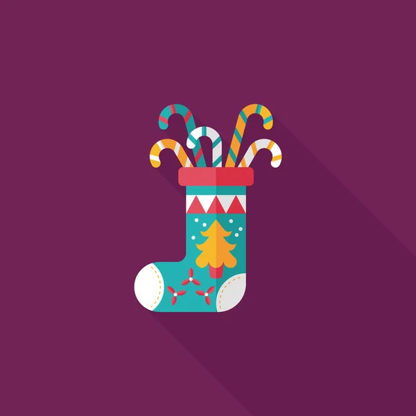 Christmas stocking flat icon with long shadow, eps10 — стоковый вектор