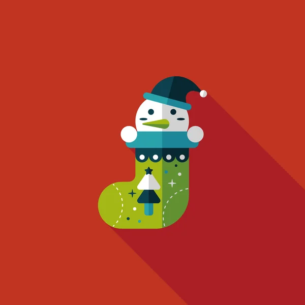 Christmas stocking platte pictogram met lange schaduw, eps10 — Stockvector