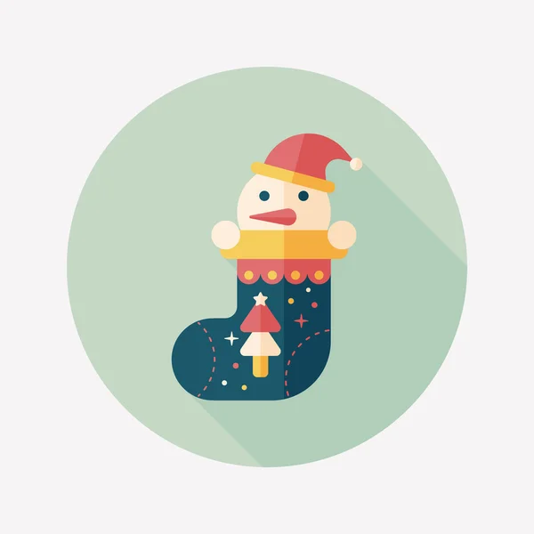 Christmas stocking platte pictogram met lange schaduw, eps10 — Stockvector