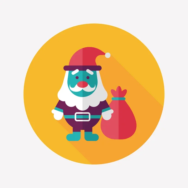 Weihnachtsmann flache Ikone mit langem Schatten, Eps10 — Stockvektor