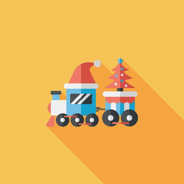 Juguete de tren de Navidad icono plano con sombra larga, EPS 10 — Vector de stock