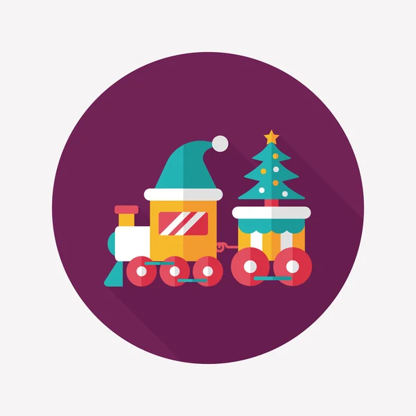 Icona piatta giocattolo del treno di Natale con lunga ombra, EPS 10 — Vettoriale Stock