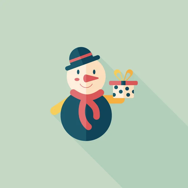 Snowman flat icon with long shadow, eps10 — Stock Vector