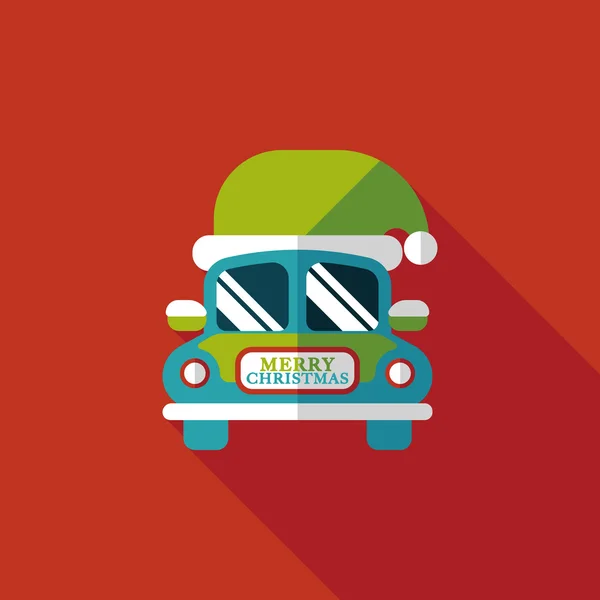 Weihnachten Auto flache Ikone mit langem Schatten eps10 — Stockvektor