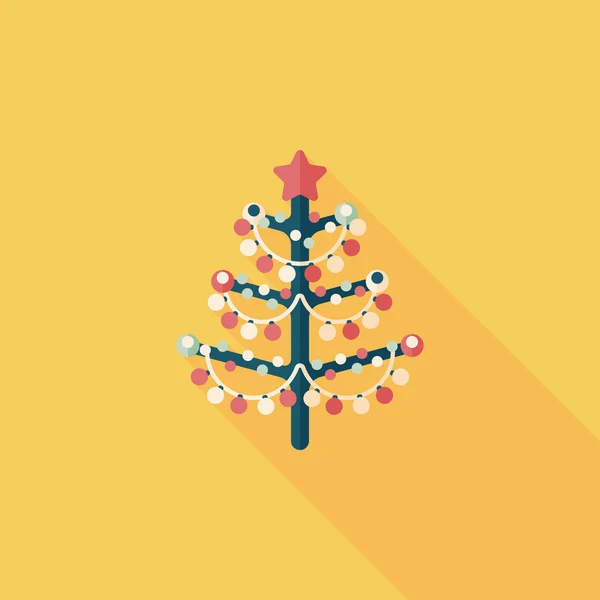 Árbol de Navidad icono plano con sombra larga, eps10 — Vector de stock