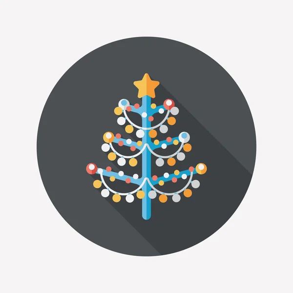 Kerstboom platte pictogram met lange schaduw, eps10 — Stockvector