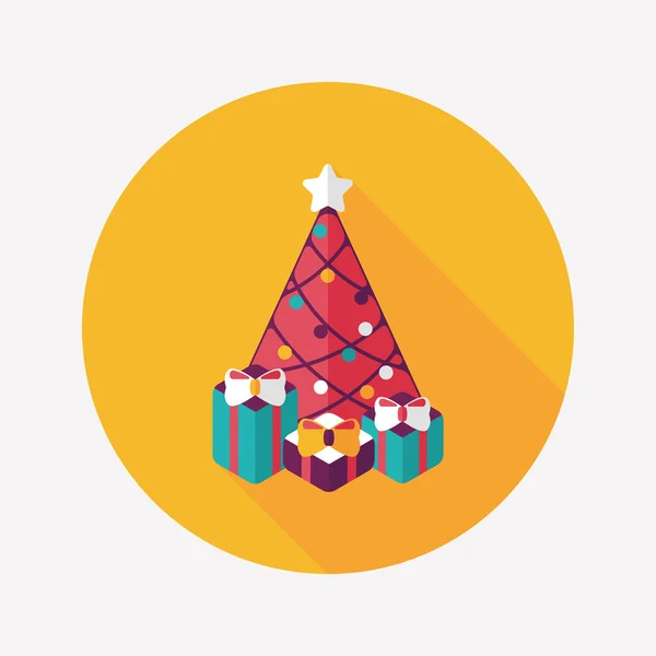 Vánoční stromek plochý ikona s dlouhý stín eps10 — Stockový vektor