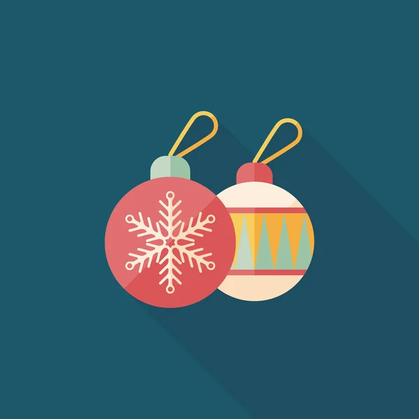 Vánoční koule plochá ikona s dlouhý stín, eps10 — Stockový vektor