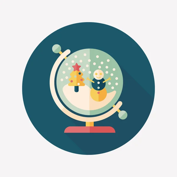 Snow globe a dary plochý ikona s dlouhý stín, eps 10 — Stockový vektor