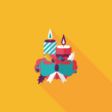 uzun shadow.eps10 ile yılbaşı mum düz simgesi