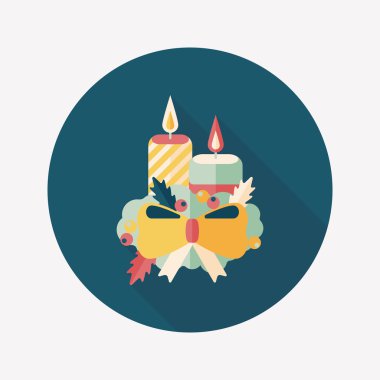 uzun shadow.eps10 ile yılbaşı mum düz simgesi