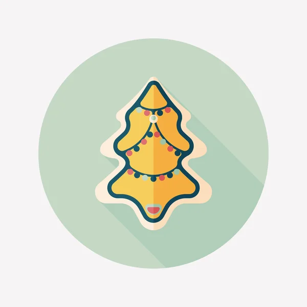 Kerstboom platte pictogram met lange schaduw eps10 — Stockvector