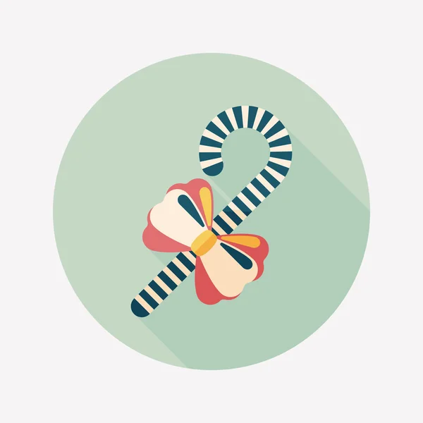 Christmas candy cane flat icon with long shadow, eps10 — стоковый вектор