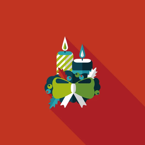 Vela de Navidad icono plano con sombra largo.eps10 — Vector de stock