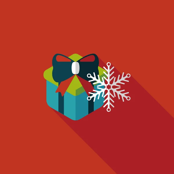 Karácsonyi ajándék lapos ikon a hosszú árnyék, eps10 — Stock Vector