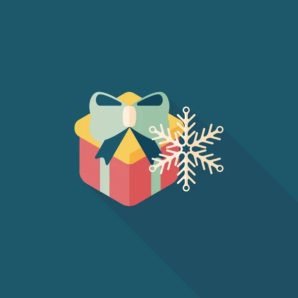Karácsonyi ajándék lapos ikon a hosszú árnyék, eps10 — Stock Vector