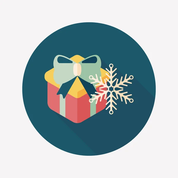 Kerst cadeau platte pictogram met lange schaduw, eps10 — Stockvector