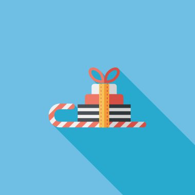 Uzun Gölge, eps10 ile Noel kızak hediye sepeti düz simgesi