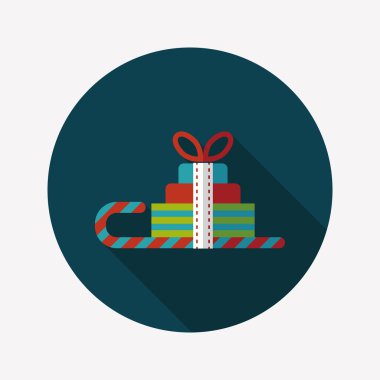 Uzun Gölge, eps10 ile Noel kızak hediye sepeti düz simgesi