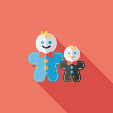 Zencefilli kurabiye adam düz simgesi ile uzun gölge, eps10