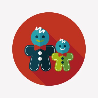 Zencefilli kurabiye adam düz simgesi ile uzun gölge, eps10