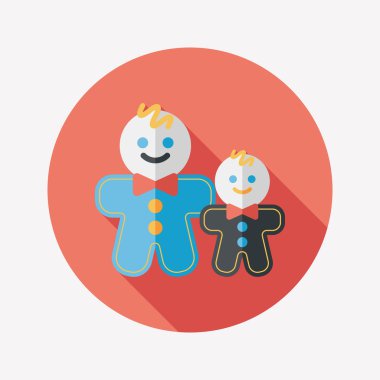 Zencefilli kurabiye adam düz simgesi ile uzun gölge, eps10