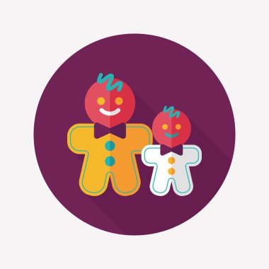 Zencefilli kurabiye adam düz simgesi ile uzun gölge, eps10