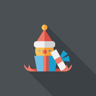 Noel hediye düz simgesi ile uzun gölge, eps10