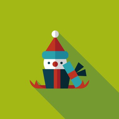 Noel hediye düz simgesi ile uzun gölge, eps10